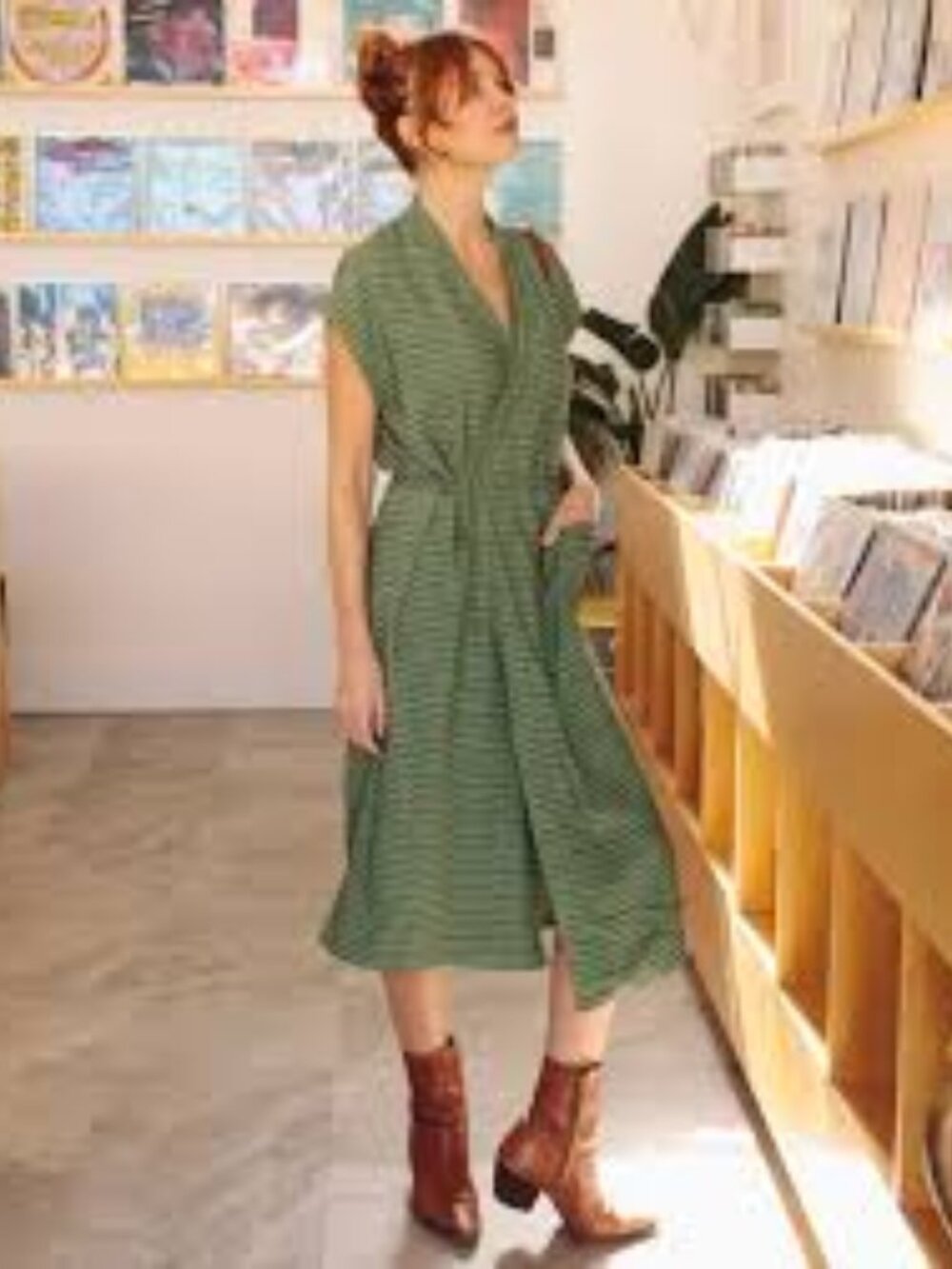Oddbird Reversible Aydin green/plaid wrap dress sz M